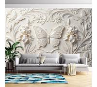 Genérico Papel Pintado Autoadhesivo Con Efecto 3D De Mariposas Y Flores En Relieve, Removible, Adhesivo Para Sala De Estar Y Dormitorio, No Tejido, Personalizado, Decoración De Pared En Relieve, 2
