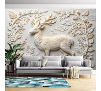 Genérico Papel Pintado Autoadhesivo Con Relieve 3D De Ciervo Sika Tropical. Mural De Pared De 320 Cm (Alto) X 600 Cm (Ancho). Mural De Pared Autoadhesivo Para Sala De Estar Y Dormitorio. Decoració