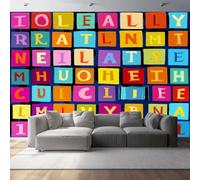 Genérico Papel Pintado Autoadhesivo Vinilo Adhesivo Muebles Cuadrados Coloridos Alfabeto Inglés para Decoración de Paredes en Baño, Sala de Estar, Dormitorio, y Muebles de Cocina 400 x 280 cm