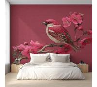 Genérico Papel Pintado Ave Linda Flores, Papel Pintado pared Dormitorio Flores de Cerezo, Decoracion pared Salon, Fotomurales Tejido no Tejido, 366 x 254 cm K-MZ&13