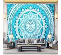 Genérico Papel Pintado Azul,Arte Digital Mandala Geometría Papel Adhesivo para Muebles Murales Decorativos Pared Salon Decoracion Habitacion 150 x 105 cm（WxH
