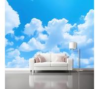 Genérico Papel Pintado Azul,Minimalismo Fotografía Cielo Azul Nubes Blancas Papel Adhesivo para Muebles Murales Decorativos Pared Salon Decoracion Habitacion 200 x 140 cm（WxH