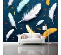 Genérico Papel Pintado Azul Oscuro, Papel de Sueño Plumas Partículas Pared Fotomurales Decorativos - Pared Dormitorio Papels Adhesivo para Muebles Salon 250 x 175 cm（WxH