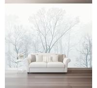 Genérico Papel Pintado Blanco,Minimalismo Arte Bosque Papel Adhesivo para Muebles Murales Decorativos Pared Salon Decoracion Habitacion 350 x 256 cm（WxH