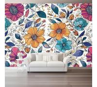 Genérico Papel Pintado Blanco,Minimalismo Floral Líneas Papel Adhesivo para Muebles Murales Decorativos Pared Salon Decoracion Habitacion 150 x 105 cm（WxH