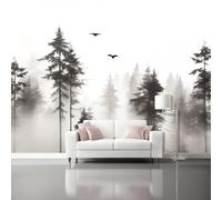 Genérico Papel Pintado Blanco, Papel de Minimalismo Arte Digital Bosque Pared Fotomurales Decorativos - Pared Dormitorio Papels Adhesivo para Muebles Salon 350 x 256 cm（WxH