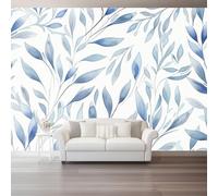 Genérico Papel Pintado Blanco, Papel de Minimalismo Ilustración Plantas Hojas Sauce Pared Fotomurales Decorativos - Pared Dormitorio Papels Adhesivo para Muebles Salon 150 x 105 cm（WxH