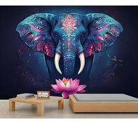 Genérico Papel pintado Boho Elephant, papel pintado grande de elefantes africanos para salón, mandalas de elefantes de 400x280cm (no autoadhesivo).