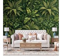 Genérico Papel Pintado Botánico De La Selva Tropical Con Hojas Verdes De La Selva Tropical, Mural De Pared No Tejido, Póster Fotográfico, Decoración Del Hogar, Arte De Pared Con Efecto Panorám