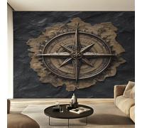 Genérico Papel Pintado Brújula Navegación, Papel Pintado pared Dormitorio Mapa Náutico, Decoracion pared Salon, Fotomurales Tejido no Tejido, 366 x 254 cm K-MZ&9