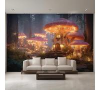 Genérico Papel Pintado Casa de Hongos, Papel Pintado Pared Mundo de Cuentos de Hadas de Decorativos del Hogar, para Salon Dormitorio Decoracion Pared, 396x280cm D&O74