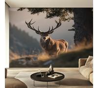 Genérico Papel Pintado Ciervo Cazador, Papel Pintado Pared Alce Animales Salvajes de Decorativos del Hogar, para Salon Dormitorio Decoracion Pared, 308x220cm D&O173