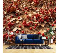 Genérico Papel Pintado Con Diseño De Bayas Rojas Y Hojas Caídas, Bosque Otoñal, Mural De Pared No Tejido, Póster Fotográfico, Decoración Del Hogar, Arte Mural De Paisaje Natural Con Efecto Pa