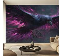 Genérico Papel Pintado Corvo Gotico, Papel Pintado pared Dormitorio Uccello Fantastico Corvo, Decoracion pared Salon, Fotomurales Tejido no Tejido, 250 x 175 cm K-MZ&19