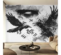 Genérico Papel Pintado Corvo Vichingo, Papel Pintado pared Dormitorio Occhio Male, Decoracion pared Salon, Fotomurales Tejido no Tejido, 300 x 210 cm K-MZ&19
