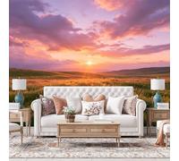 Genérico Papel Pintado De Pradera Al Atardecer, Paisaje Natural, Mural De Pared No Tejido, Póster Fotográfico, Decoración Del Hogar, Arte De Pared Panorámico 3D Moderno Y Personalizado Para Sal