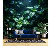 Genérico Papel Pintado De Selva Tropical 3D, Mural De Pared No Tejido De Jungla Verde, Póster Fotográfico Para Decoración Del Hogar, Arte De Pared Con Efecto Panorámico 3D De Paisaje Natural Pa