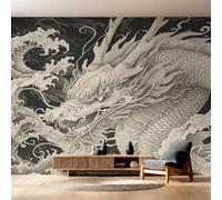 Genérico Papel Pintado Dragón Oriental, Papel Pintado pared Dormitorio Dragón Tradicional, Decoracion pared Salon, Fotomurales Tejido no Tejido, 450 x 315 cm K-MZ&5