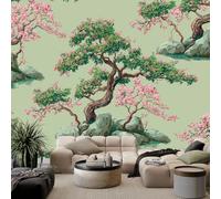 Genérico Papel pintado efecto 3D Planta Bonsai Foto Pinturas, Estilo Ukiyo-E Murales Sala TV Sofá Tema Hotel Lujo Pasillo Fondo Pared Pintura Decoración para el Hogar 300 x 210 cm