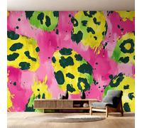 Genérico Papel Pintado Estampado de Leopardo, Papel Pintado Pared Guepardo Amarillo Rosa de Decorativos del Hogar, para Salon Dormitorio Decoracion Pared, 200x140cm D&O164