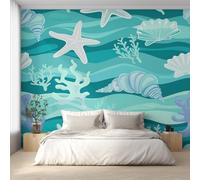 Genérico Papel Pintado Estrella de Mar, Papel Pintado Pared Tema Oceánico de Decorativos del Hogar, para Salon Dormitorio Decoracion Pared, 352x250cm D&O139