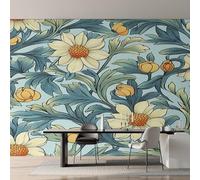 Genérico Papel Pintado Flor Vintage, Papel Pintado pared Dormitorio Planta Botánica Blanca Floral, Decoracion pared Salon, Fotomurales Tejido no Tejido, 366 x 254 cm K-MZ&17