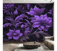 Genérico Papel Pintado Floral Púrpura, Papel Pintado pared Dormitorio Damasco Barroco, Decoracion pared Salon, Fotomurales Tejido no Tejido, 300 x 210 cm K-MZ&16