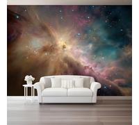 Genérico Papel Pintado Fotográfico Natural 300 x 210 cm（WxH, Papel Pintado De Fieltro Para Pared De Salón Dormitorio Moderno Nebulosa Universo Panorámico Pared Decoración Color