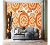 Genérico Papel Pintado Geométrico Naranja Vintage, Mural De Pared Moderno No Tejido, Póster Fotográfico, Decoración Del Hogar, Arte De Pared Personalizado Estilo Boho Campestre Para Sala De Est