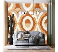 Genérico Papel Pintado Geométrico Retro Marrón Y Naranja, Estilo Contemporáneo De Mediados De Siglo, No Tejido, Con Diseño De Póster Personalizado Y Grueso, Mural Fotográfico Para Sala De Est