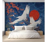 Genérico Papel Pintado Grulla Japonesa, Papel Pintado pared Dormitorio Estilo Oriental Asiático, Decoracion pared Salon, Fotomurales Tejido no Tejido, 280 x 200 cm K-MZ&13