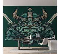 Genérico Papel Pintado Guerrero Vikingo, Papel Pintado pared Dormitorio Mitología Nórdica, Decoracion pared Salon, Fotomurales Tejido no Tejido, 250 x 175 cm K-MZ&17