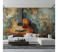 Genérico Papel Pintado Guitarra 500X350cm, Papel Pintado Pared Pintura al Óleo Música Retro Salon, Dormitorio, Oficina, Decorativos EL&D49