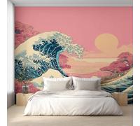 Genérico Papel Pintado la Gran Ola de Kanagawa, Papel Pintado pared Dormitorio Ukiyo-E Japonés, Decoracion pared Salon, Fotomurales Tejido no Tejido, 500 x 350 cm K-MZ&7