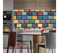 Genérico papel pintado ladrillo 44 X300Lcm Arte De Ladrillos Cuadrados Coloridos papel pintado autoadhesivo muebles Decora tu habitación o salón con esta opción autoadhesiva Z261814