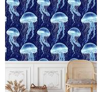 Genérico papel pintado ladrillo 44 X300Lcm Hermosas Medusas En El Mar Azul Profundo papel pintado autoadhesivo muebles Decora tu habitación o salón con esta opción autoadhesiva Z260790