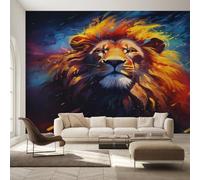 Genérico Papel Pintado León Abstracto, Papel Pintado pared Dormitorio Pintura al Óleo de Animales, Decoracion pared Salon, Fotomurales Tejido no Tejido, 366 x 254 cm K-MZ&10