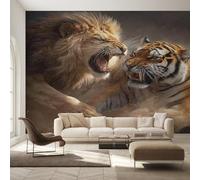 Genérico Papel Pintado León y Tigre 150X105cm, Papel Pintado Pared Animales Salvajes Moderno Salon, Dormitorio, Oficina, Decorativos EL&D76