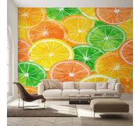 Genérico Papel Pintado Limón Acuarela, Papel Pintado pared Dormitorio Fruta de Verano, Decoracion pared Salon, Fotomurales Tejido no Tejido, 390 x 260 cm K-MZ&18