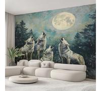 Genérico Papel Pintado Lobo Aullido, Papel Pintado Pared Pintura al Óleo Luna Llena de Decorativos del Hogar, para Salon Dormitorio Decoracion Pared, 100x70cm D&O33