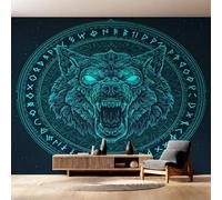 Genérico Papel Pintado Lobo Vikingo, Papel Pintado Pared Cabeza de Lobo Fantasía de Decorativos del Hogar, para Salon Dormitorio Decoracion Pared, 308x220cm D&O160
