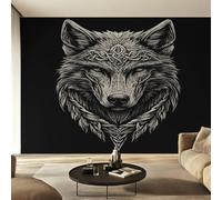 Genérico Papel Pintado Lobo Vikingo, Papel Pintado pared Dormitorio Lobos Mitología Nórdica, Decoracion pared Salon, Fotomurales Tejido no Tejido, 500 x 350 cm K-MZ&9