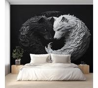 Genérico Papel Pintado Lobo Yin Yang, Papel Pintado Pared Lobo Blanco Negro de Decorativos del Hogar, para Salon Dormitorio Decoracion Pared, 100x70cm D&O163