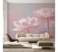 Genérico Papel Pintado Loto Rosa, Papel Pintado Pared Flor de Loto de Decorativos del Hogar, para Salon Dormitorio Decoracion Pared, 308x220cm D&O148