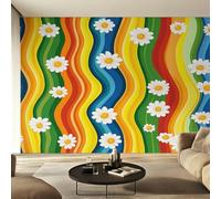 Genérico Papel Pintado Margarita, Papel Pintado pared Dormitorio Rayas Coloridas Modernas, Decoracion pared Salon, Fotomurales Tejido no Tejido, 366 x 254 cm K-MZ&9