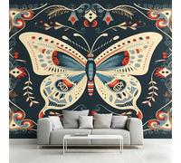 Genérico Papel Pintado Mariposa, Papel Pintado pared Dormitorio Insecto Étnico Mariposa, Decoracion pared Salon, Fotomurales Tejido no Tejido, 366 x 254 cm K-MZ&21