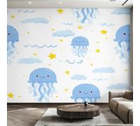 Genérico Papel Pintado Medusa de Dibujos Animados, Papel Pintado Pared Vida Marina Nube Estrella de Decorativos del Hogar, para Salon Dormitorio Decoracion Pared, 200x140cm D&O146