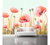 Genérico Papel Pintado Multicolor, Papel de Minimalismo Arte Flores Pared Fotomurales Decorativos - Pared Dormitorio Papels Adhesivo para Muebles Salon 350 x 256 cm（WxH