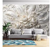 Genérico Papel Pintado Mural 3D Con Relieve De Plumas De Peonía Blancas, 140 Cm (Alto) X 210 Cm (Ancho). Papel Pintado Autoadhesivo Removible Para Sala De Estar Y Dormitorio. Decoración De Lujo P