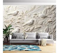 Genérico Papel Pintado Mural De Pared 3D Con Relieve De Aves Botánicas De Lujo, 300 Cm (Alto) X 500 Cm (Ancho), Autoadhesivo Y Removible Para Sala De Estar Y Dormitorio - Decoración Natural Para